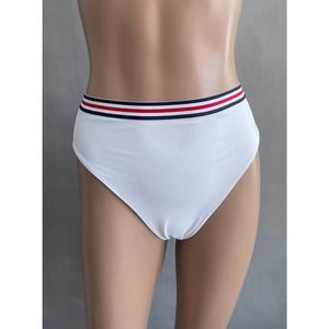 VDM The Label Swim Bottoms Women M Izzy High Waisted Bikini Red White Blue NWT